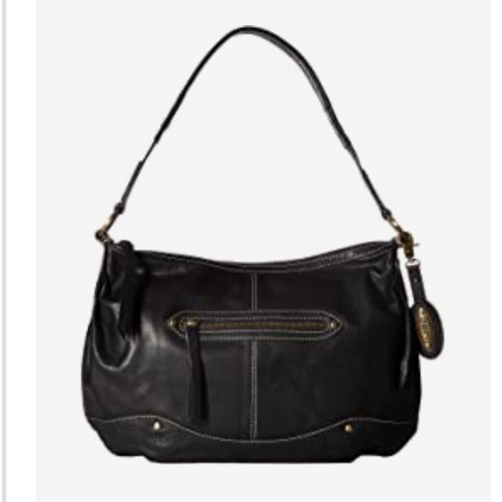 Born- Broncho Gathered Black Leather Hobo-Beautiful bag! 15” x 10” NWT LAST 1!